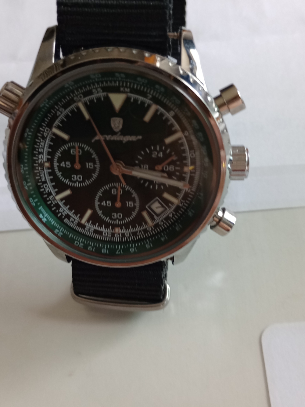 Poedager Men's Green Chronograph Watch Pre-owned - Picture 7 of 10